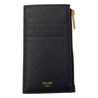 [] Celine | Leather Compact Zipped Card Holder | Black Gold | Ladies