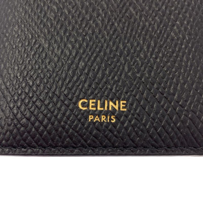 [] Celine | Leather Compact Zipped Card Holder | Black Gold | Ladies