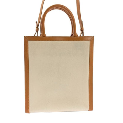 Celine | Small Vertical Cabas Leather Canvas Shoulder Bag 192082bnz | Brown