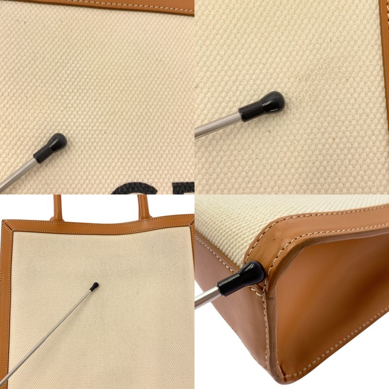 Celine | Small Vertical Cabas Leather Canvas Shoulder Bag 192082bnz | Brown