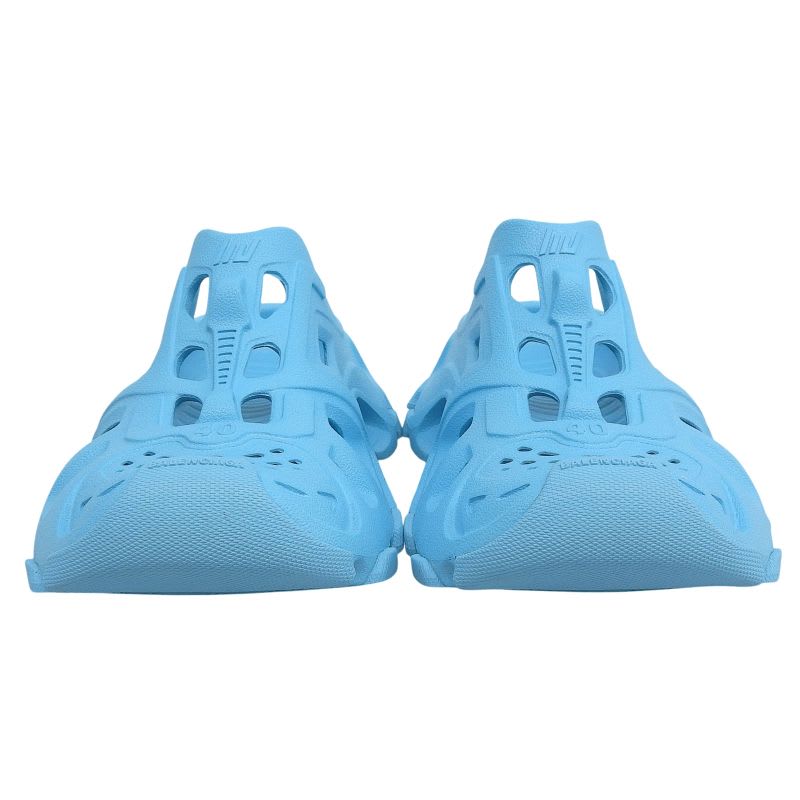 Balenciaga HD Mule Cutout Rubber Sandals Shoes Blue 40 Box