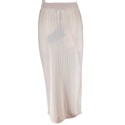Fendi 2022 Length Tight Knit Skirt Baby Pink 40
