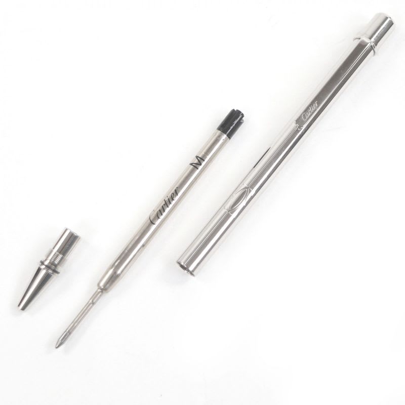 Cartier Must De 2 C Decor Twist Ballpoint Pen Silver With Case
