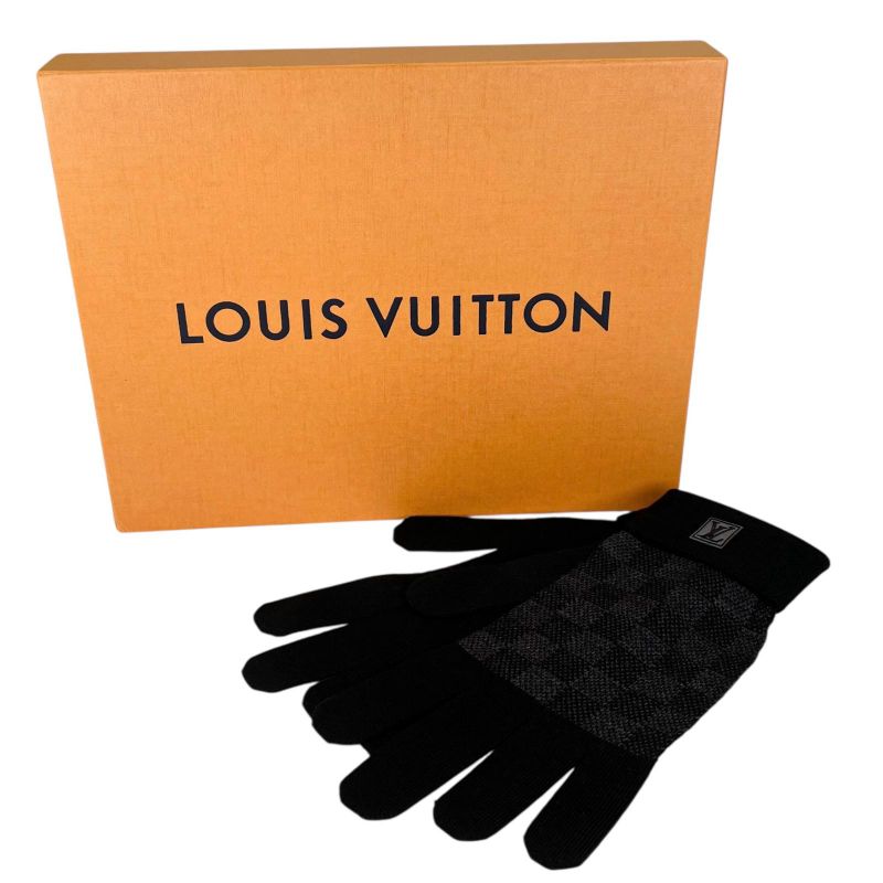 ▲louis Vuitton M70006 Gon Petit Damier Wool Gloves Black With Box Made In Italy