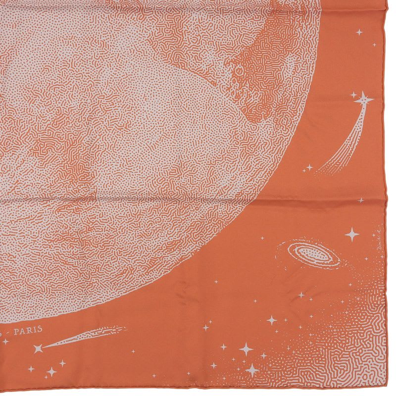 Hermes Carre 90 Clair de LUNE Cles 100% Silk Scarf Orange Gray