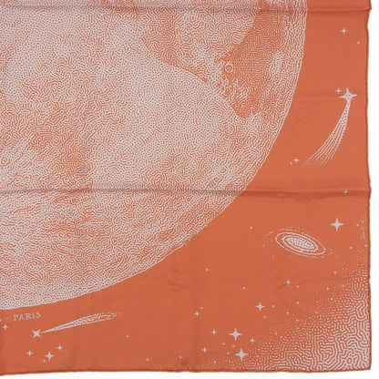 Hermes Carre 90 Clair de LUNE Cles 100% Silk Scarf Orange Gray