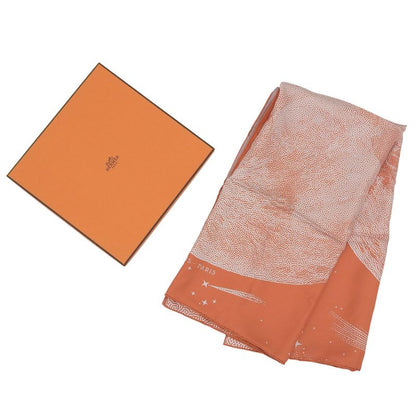 Hermes Carre 90 Clair de LUNE Cles 100% Silk Scarf Orange Gray