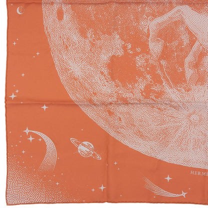 Hermes Carre 90 Clair de LUNE Cles 100% Silk Scarf Orange Gray
