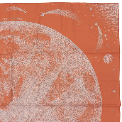 Hermes Carre 90 Clair de LUNE Cles 100% Silk Scarf Orange Gray
