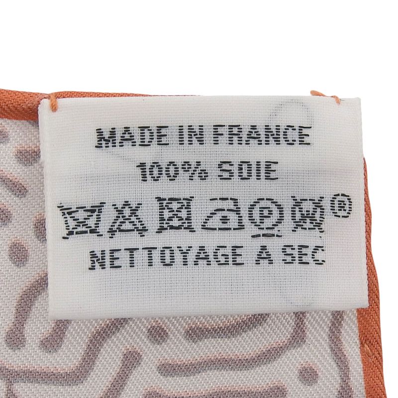 Hermes Carre 90 Clair de LUNE Cles 100% Silk Scarf Orange Gray