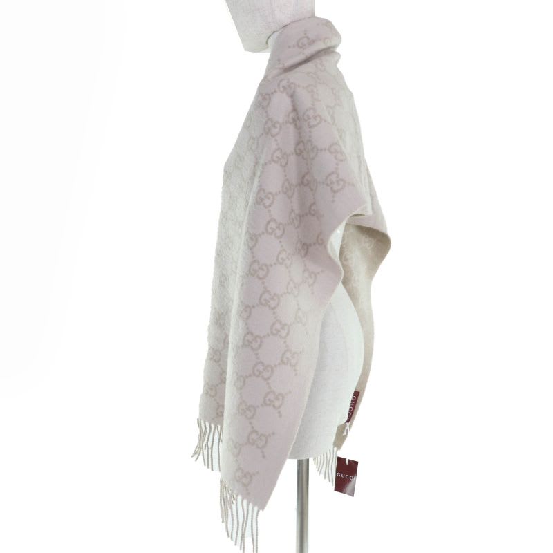 Gucci 100% Cashmere GG Pattern Current Item Muffler Beige 45190 cm Scarf