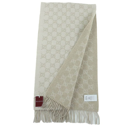 Gucci 100% Cashmere GG Pattern Current Item Muffler Beige 45190 cm Scarf