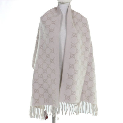 Gucci 100% Cashmere GG Pattern Current Item Muffler Beige 45190 cm Scarf