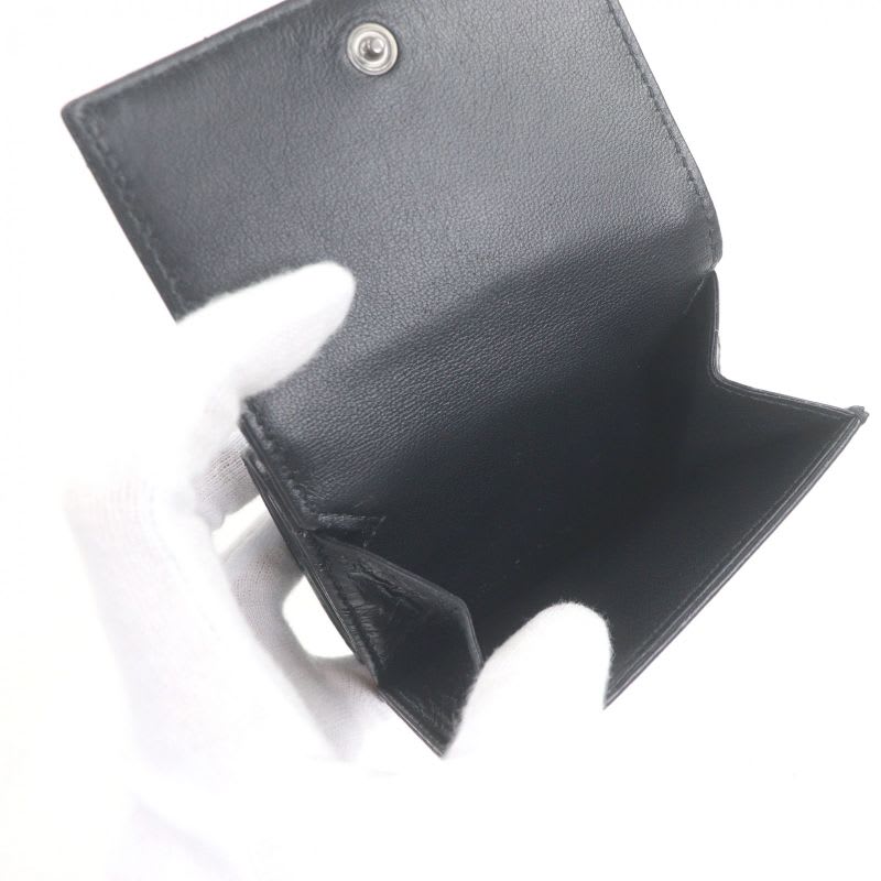 Balenciaga Crush Leather B Logo Hardware Trifold Wallet Mini