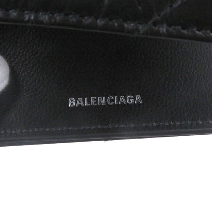 Balenciaga Crush Leather B Logo Hardware Trifold Wallet Mini