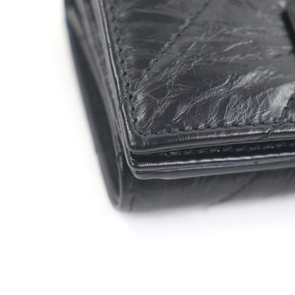 Balenciaga Crush Leather B Logo Hardware Trifold Wallet Mini