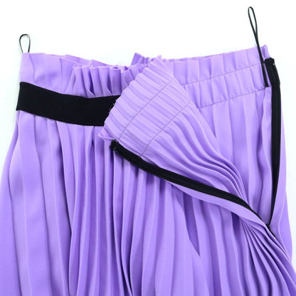 Balenciaga Asymmetric Back Logo Cut-off Pleated Skirt Purple 34