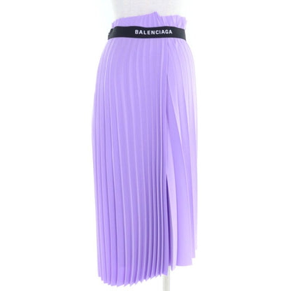 Balenciaga Asymmetric Back Logo Cut-off Pleated Skirt Purple 34