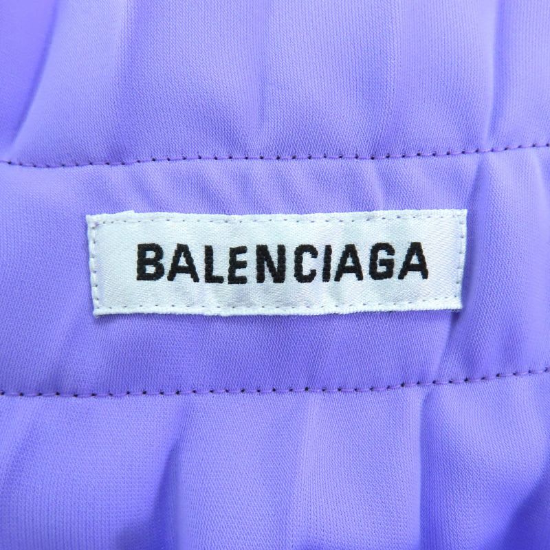 Balenciaga Asymmetric Back Logo Cut-off Pleated Skirt Purple 34