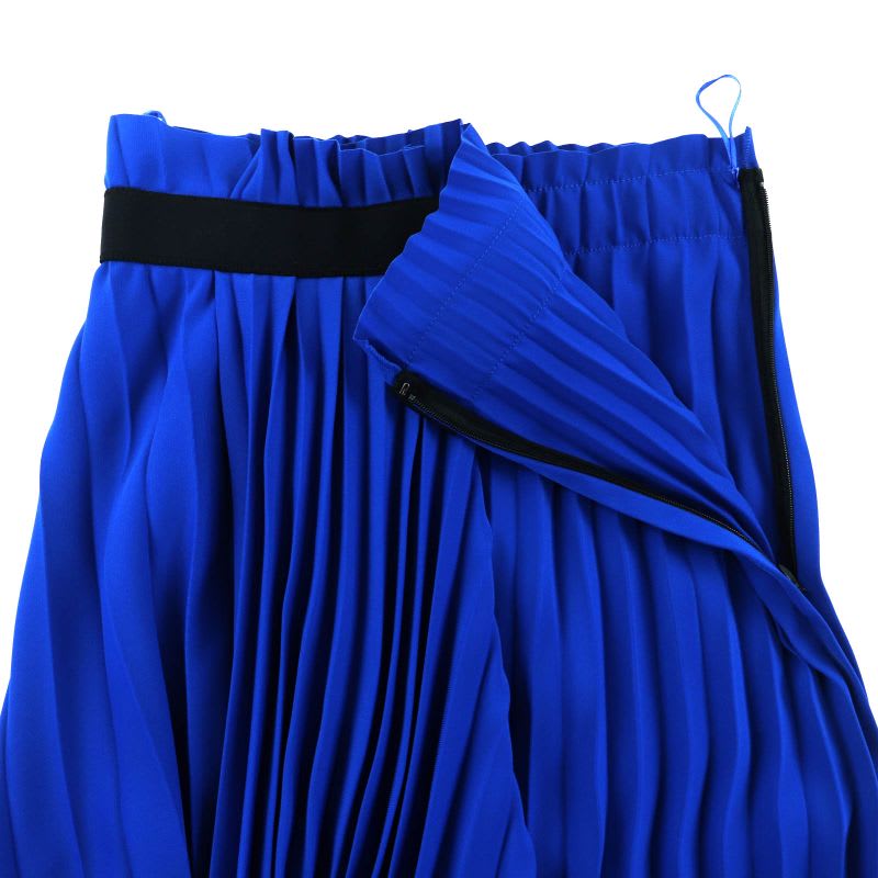 Balenciaga Asymmetric Back Logo Cut-off Pleated Skirt Blue 34