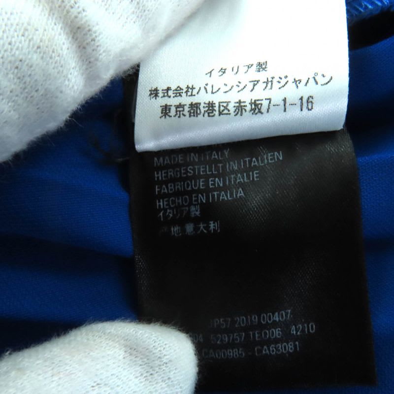 Balenciaga Asymmetric Back Logo Cut-off Pleated Skirt Blue 34