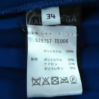 Balenciaga Asymmetric Back Logo Cut-off Pleated Skirt Blue 34