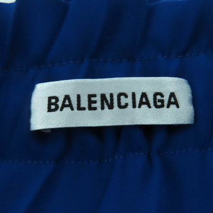 Balenciaga Asymmetric Back Logo Cut-off Pleated Skirt Blue 34