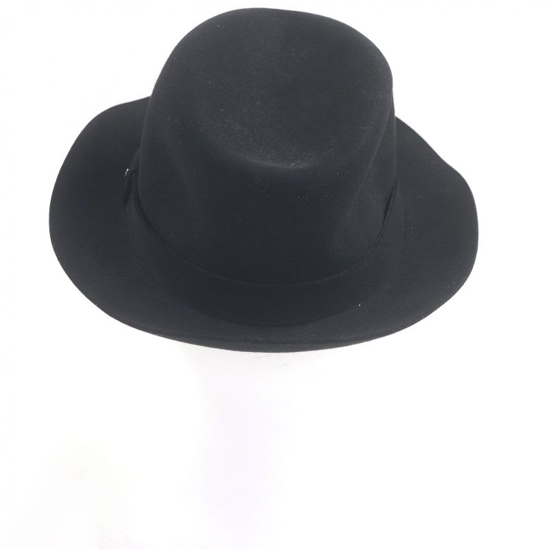 Hermes 100% Lapin Serie Button Hat Fedora Felt Black 58