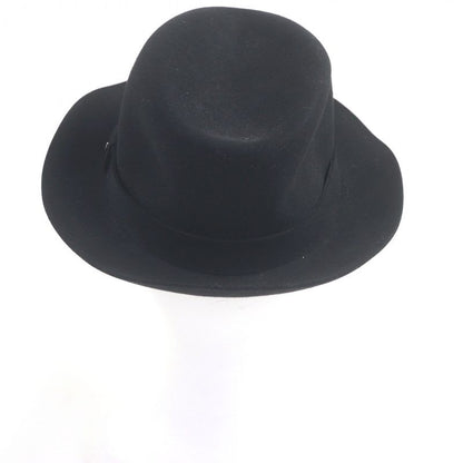 Hermes 100% Lapin Serie Button Hat Fedora Felt Black 58