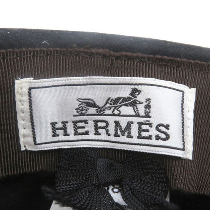 Hermes 100% Lapin Serie Button Hat Fedora Felt Black 58