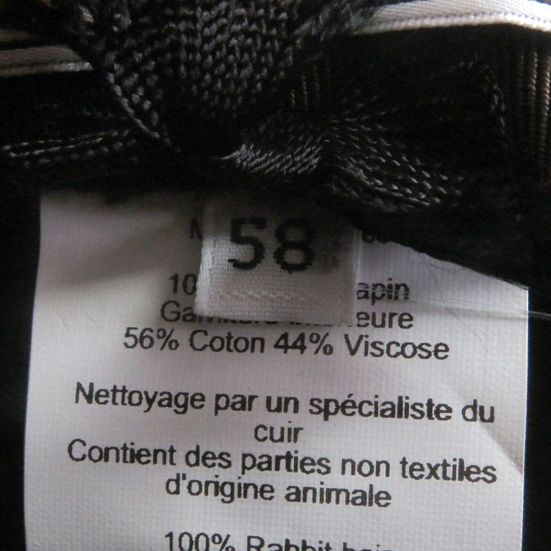 Hermes 100% Lapin Serie Button Hat Fedora Felt Black 58
