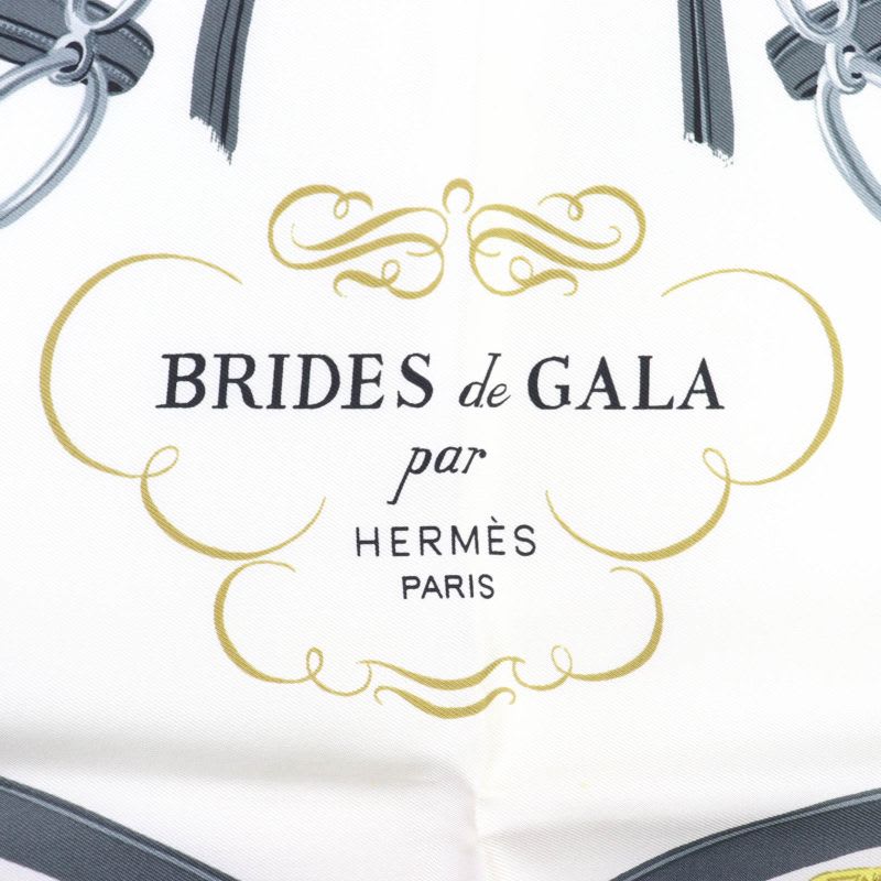 Hermes Carre 90 Brides De GALA Ceremony Bridle 100% Silk Scarf Blue White