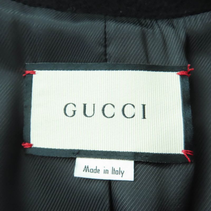 Gucci Wool Peacoat With Logo Buttons And Epaulettes Black 36
