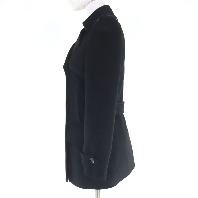 Gucci Wool Peacoat With Logo Buttons And Epaulettes Black 36