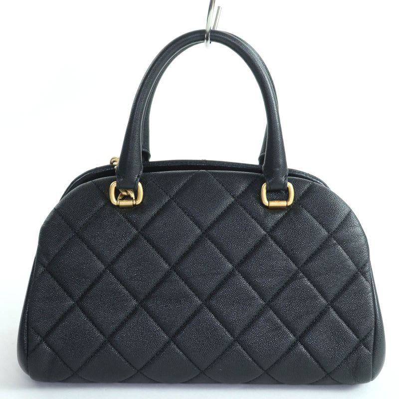 Chanel Chanel As3893 Caviar Leather Quilted 2-Way Bow Sling Bag Handbag Black