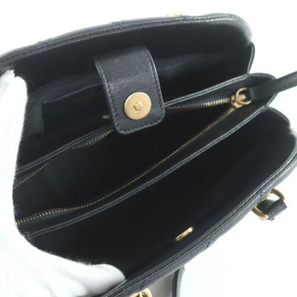 Chanel Chanel As3893 Caviar Leather Quilted 2-Way Bow Sling Bag Handbag Black