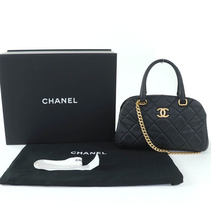 Chanel Chanel As3893 Caviar Leather Quilted 2-Way Bow Sling Bag Handbag Black
