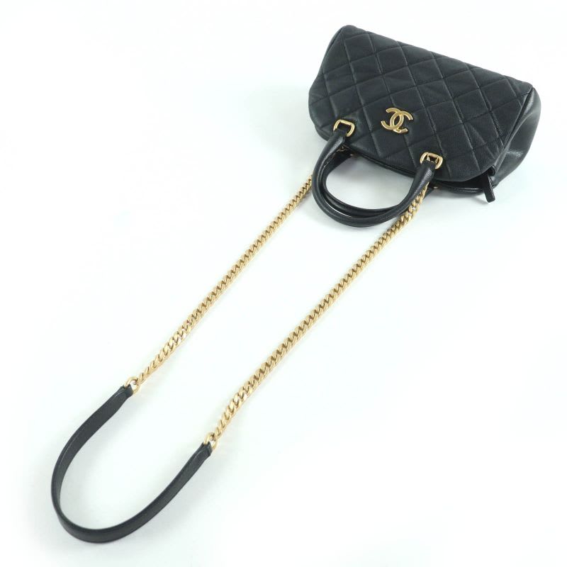 Chanel Chanel As3893 Caviar Leather Quilted 2-Way Bow Sling Bag Handbag Black