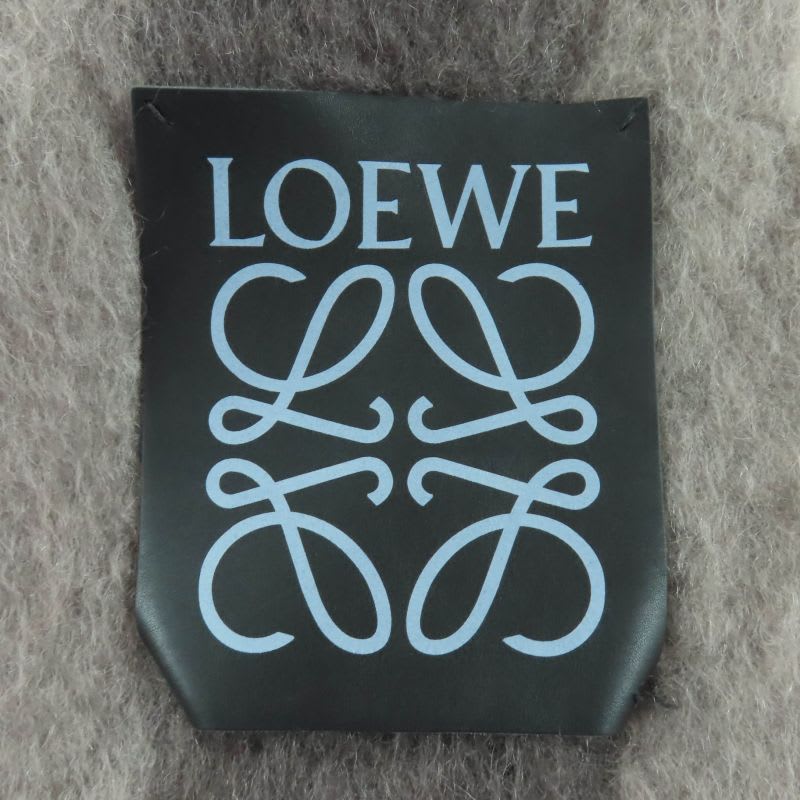 Loewe Mohair Wool Anagram Large Blanket With Fringe Brown Throw