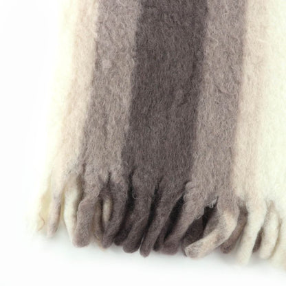Loewe Mohair Wool Anagram Large Blanket With Fringe Brown Throw