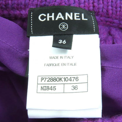 Chanel Stoned Coco Mark Button Wool Bermuda Pants Purple 36 Storage Bag