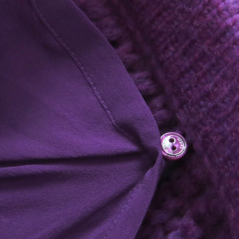 Chanel Stoned Coco Mark Button Wool Bermuda Pants Purple 36 Storage Bag