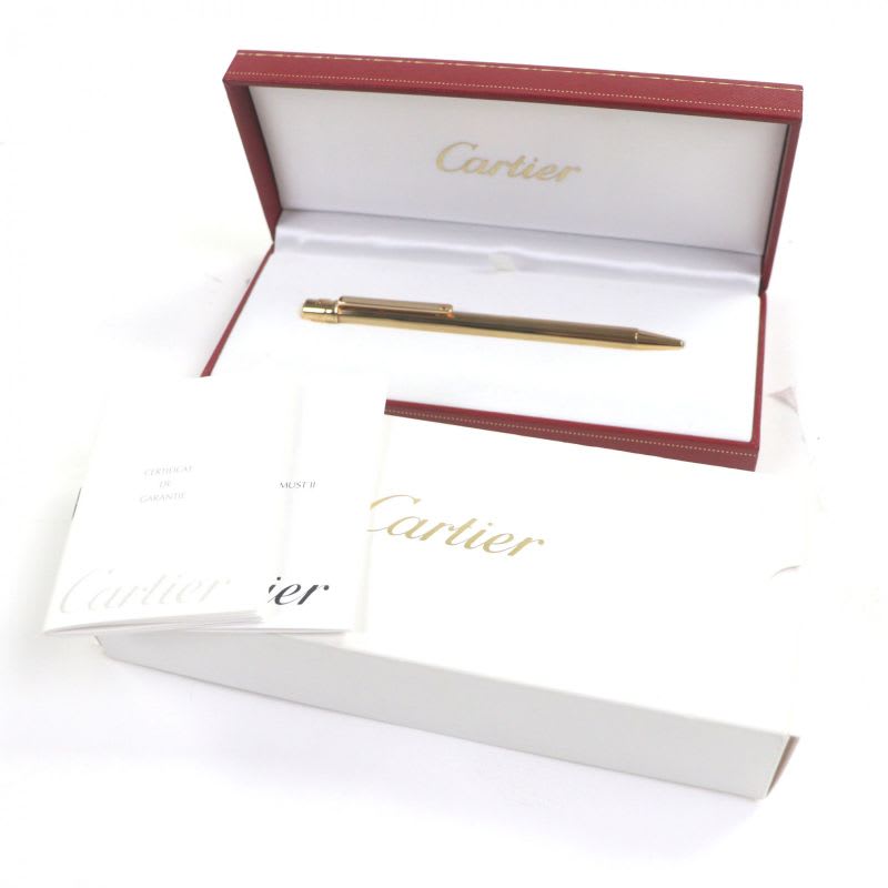 Cartier Santos De Twist Ballpoint Pen Gold And Case