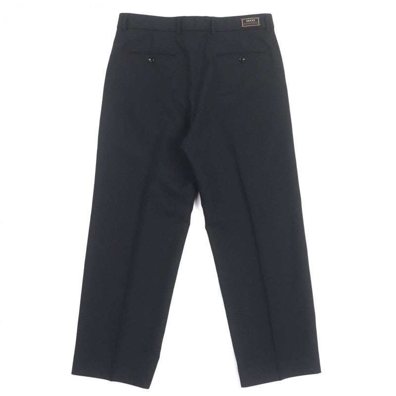 Gucci no-tuck Single Pants With Logo Patch Slacks Black 48