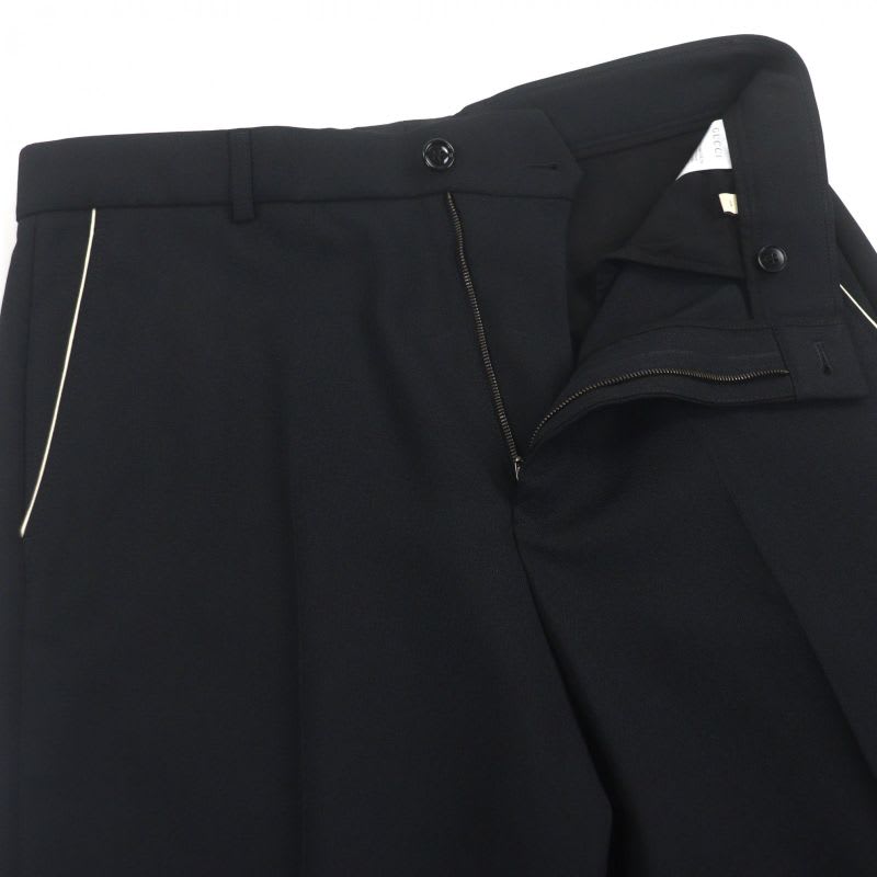Gucci no-tuck Single Pants With Logo Patch Slacks Black 48
