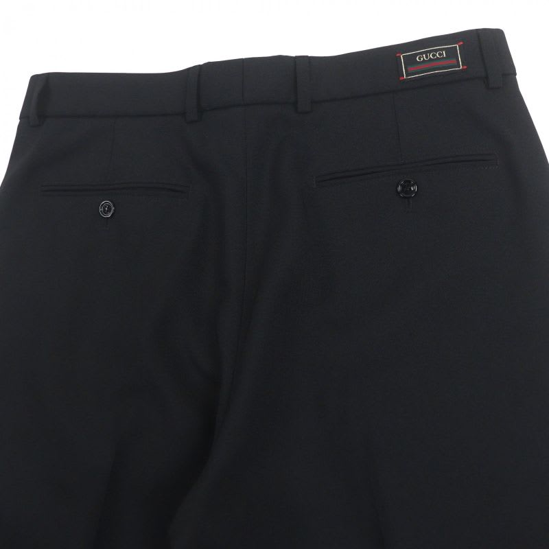 Gucci no-tuck Single Pants With Logo Patch Slacks Black 48