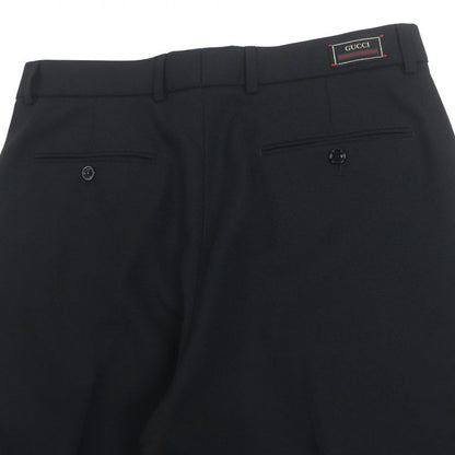 Gucci no-tuck Single Pants With Logo Patch Slacks Black 48