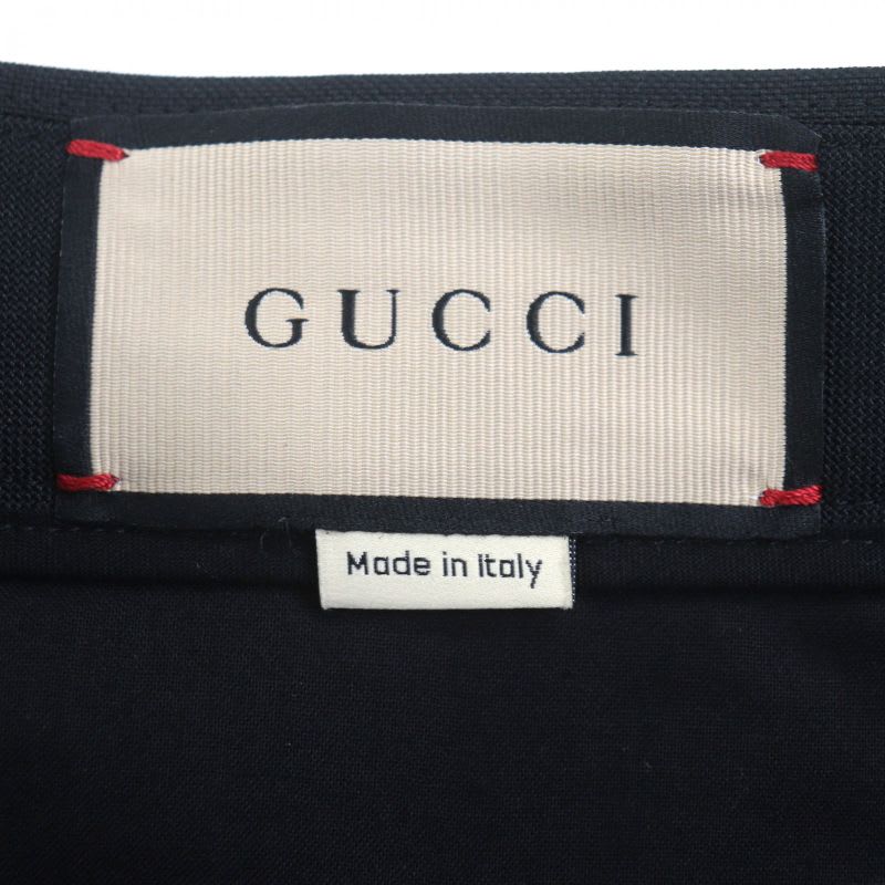 Gucci no-tuck Single Pants With Logo Patch Slacks Black 48