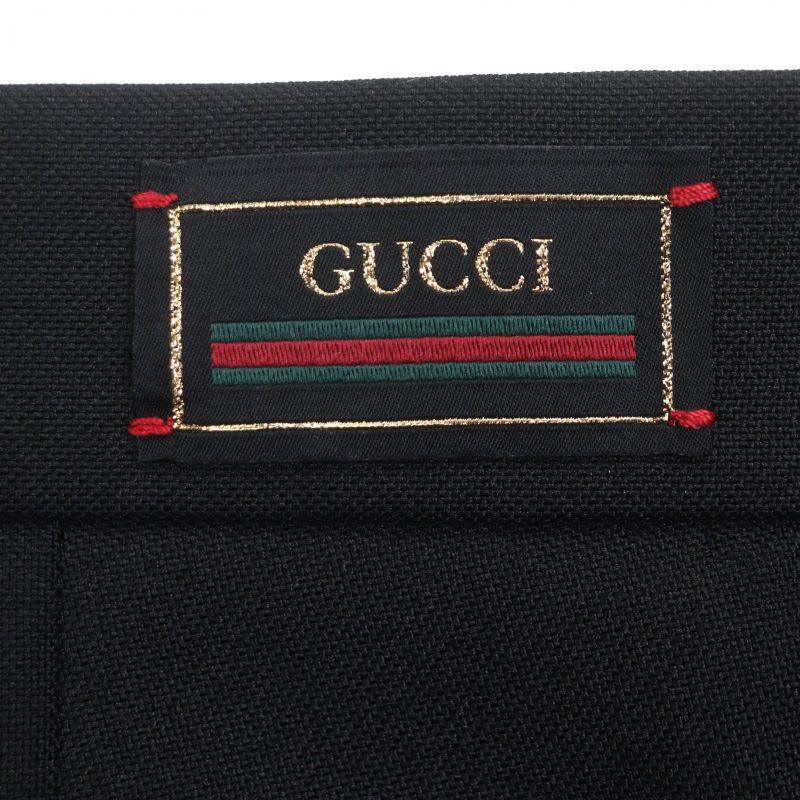 Gucci no-tuck Single Pants With Logo Patch Slacks Black 48