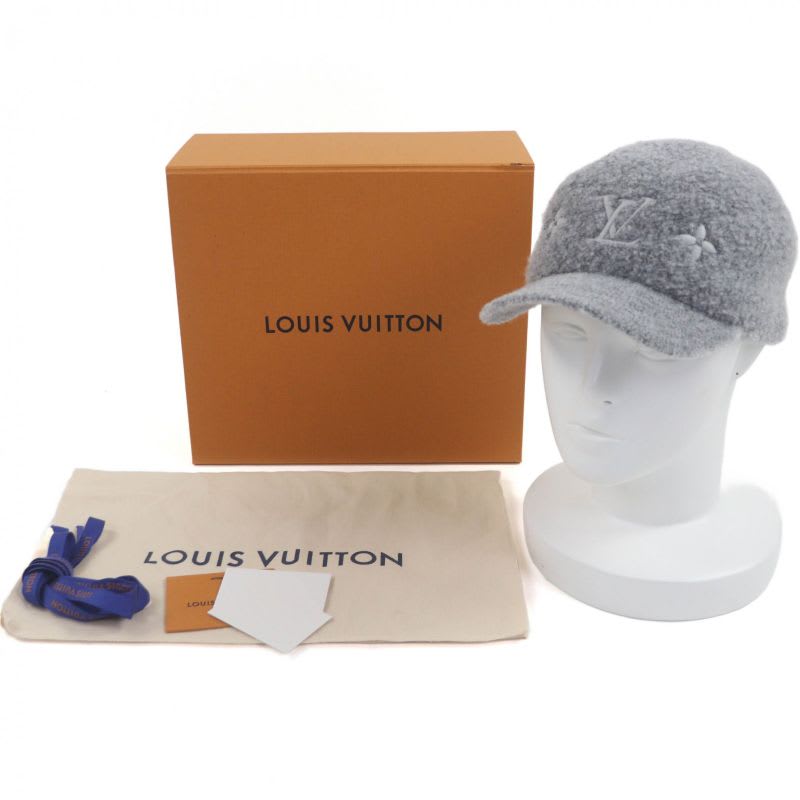 Louis Vuitton M7251 L Cap Wool Gram Monogram Hat Gray Box Storage Bag